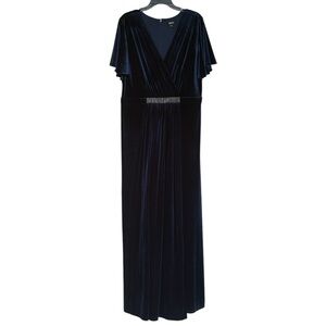 New SLNY S.L. Fashions Beaded Waist V-Neck Dress Gown Size 18